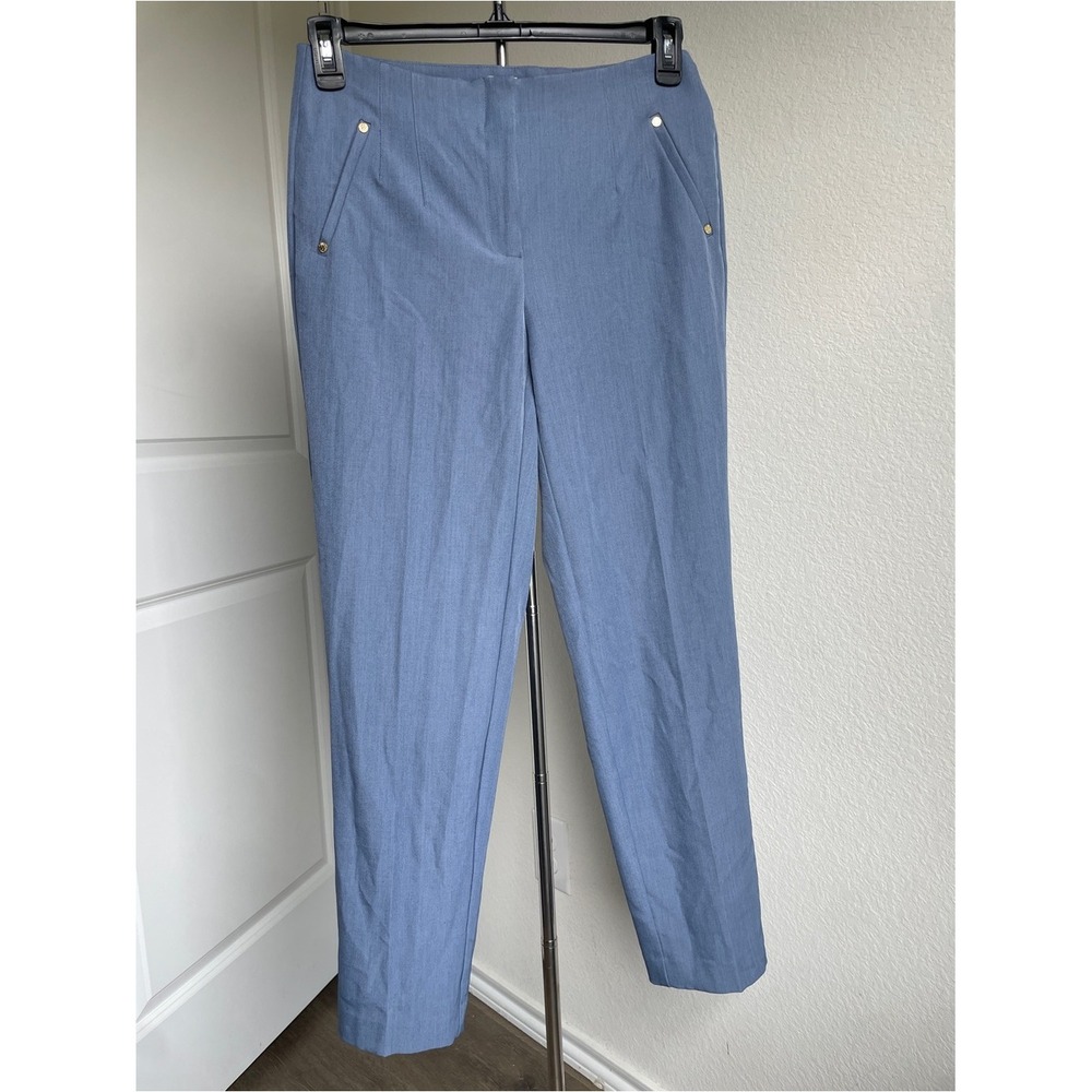 Anne Klein Sz 4 Blue Straight Leg Trousers Office Dress Pants Business Rich Girl